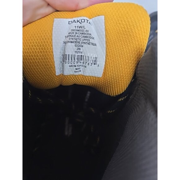 DAKOTA Mens Mid-Cut Quad Comfort Steel Toe CP Work Boot 26039MDQC-AS Black 11W/L - Picture 4 of 7